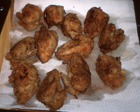 Fried quail fresh from the pan.
