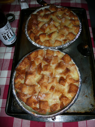 bread pudding laced with rum