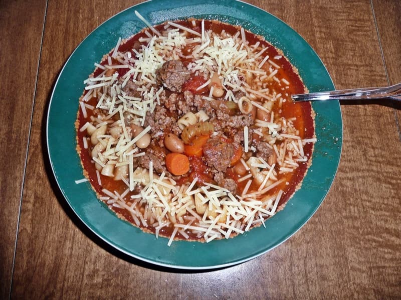 bowl of noodle venison soup